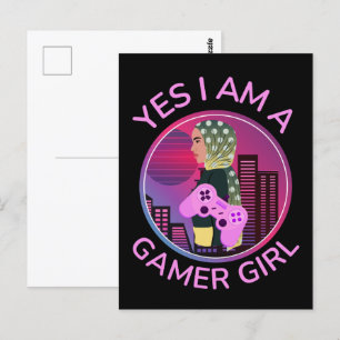 JA, ICH BIN EIN GAMER MÄDCHEN POSTKARTE