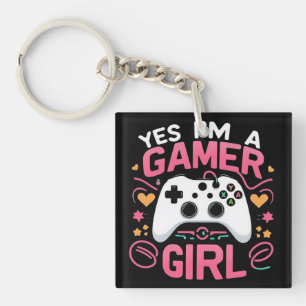 Ja, ich bin ein Gamer Mädchen: Rosa und weißer Con Schlüsselanhänger