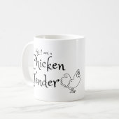 Ja, ich bin ein Hühnerzender mit Rooster-Kontur Kaffeetasse (Vorderseite Links)