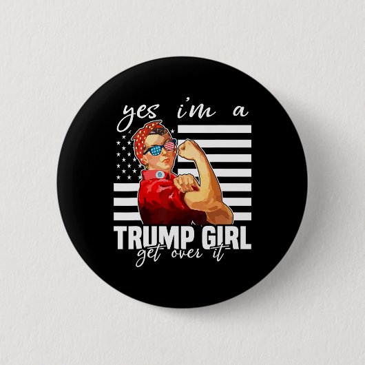 Ja, ich bin ein Trump-Mädchen, das Trump 2024 über Button (Vorderseite)