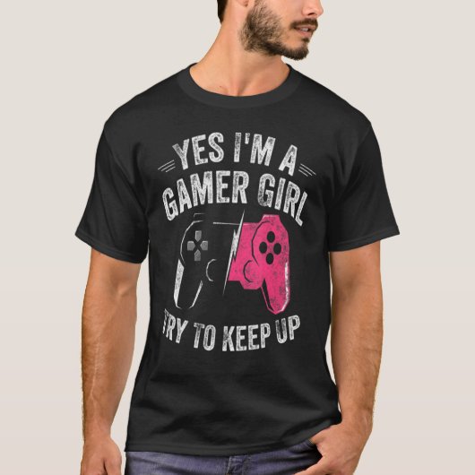 Ja, ich bin Gamer Girl Video Gamer Controller T-Shirt (Vorderseite)