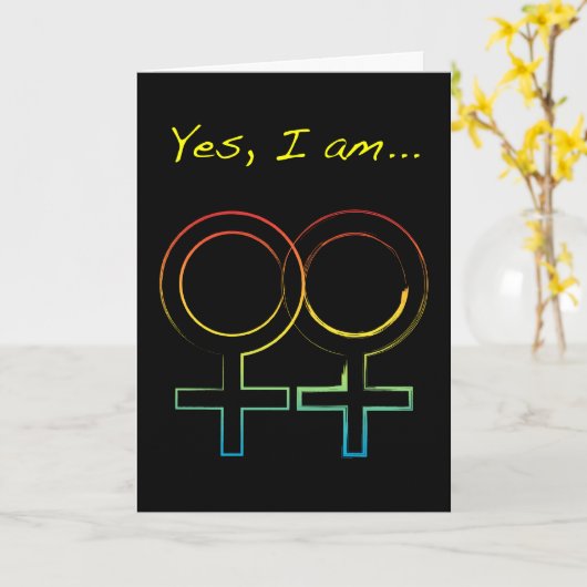 Ja, ich bin lesbisch karte (Gelbe Blume)