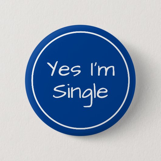Ja, ich bin Single Blau und Weiß Button (Vorderseite)