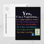 Ja, ich bin Vegetarier Postkarte (Vorne/Hinten)
