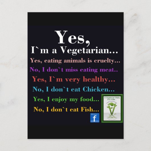 Ja, ich bin Vegetarier Postkarte (Vorderseite)