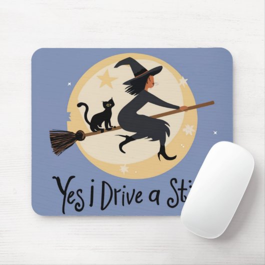 Ja, ich fahre eine Hexe, die am Mond fliegt, Mousepad (Mit Mouse)