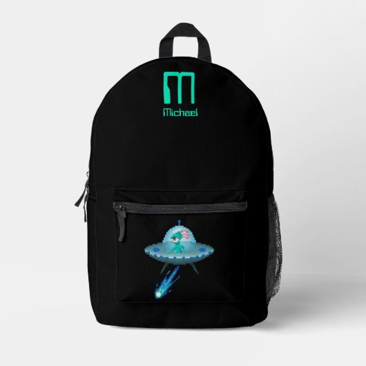Ja, ich glaube, Alien Flying UFO Spaceship Pixel A Bedruckter Rucksack (Vorderseite)