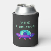 Ja, ich glaube, Alien Flying UFO Spaceship Pixel A Dosenkühler (Kanne Vorderseite)
