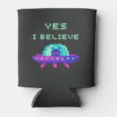 Ja, ich glaube, Alien Flying UFO Spaceship Pixel A Dosenkühler (Vorderseite)