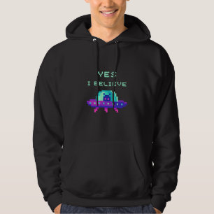 Ja, ich glaube, Alien Flying UFO Spaceship Pixel A Hoodie
