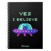 Ja, ich glaube, Alien Flying UFO Spaceship Pixel A Notizblock (Vorderseite)