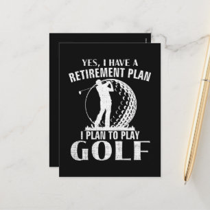 Ja, ich habe einen Rentenplan Golf Lustiger Golfer Feiertagspostkarte