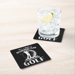 Ja, ich habe einen Rentenplan Golf Lustiger Golfer Rechteckiger Pappuntersetzer