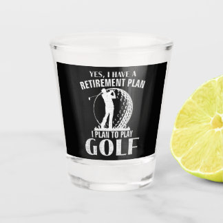 Ja, ich habe einen Rentenplan Golf Lustiger Golfer Schnapsglas