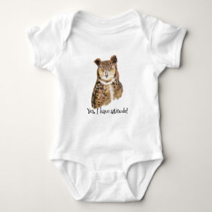 "Ja, ich habe Einstellung!" Zitat Kunst für Eule-L Baby Strampler
