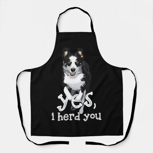 Ja ich Herde Sie Border Collie Art Puppy Border Co Schürze (Vorderseite)