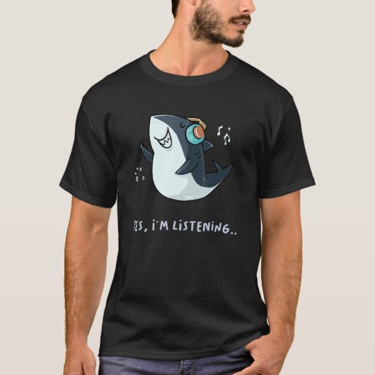 Ja, ich höre "Introvertierte Music Fan Nerd Shark  T-Shirt (Vorderseite)