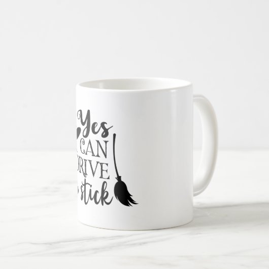 Ja, ich kann eine Stick Halloween Funny Hexe fahre Kaffeetasse (VorderseiteRechts)