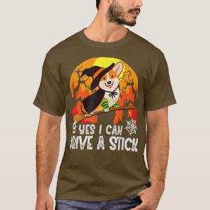 Ja, ich kann einen Stick Corgi Hund Halloween T-Shirt