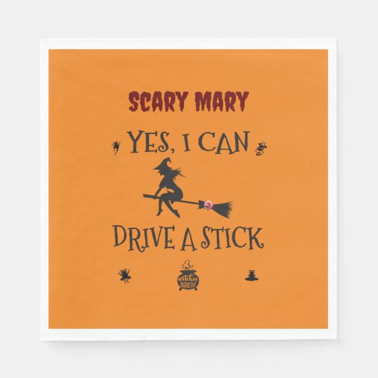 Ja, ich kann einen Stick fahren, sagt die Hexe Serviette (Vorderseite)