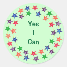 Ja, ich kann Kreise von farbigen Sternenklebern Runder Aufkleber