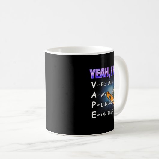 Ja, ich lebe Bücher Meme Funny Stupid Absurd Kaffeetasse (VorderseiteRechts)