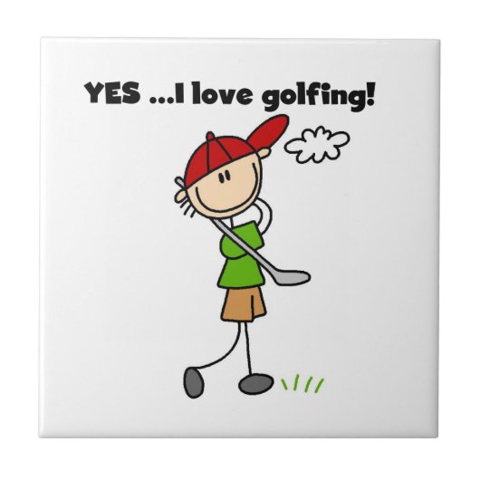 Ja, ich liebe Golfen Fliese (Vorderseite)