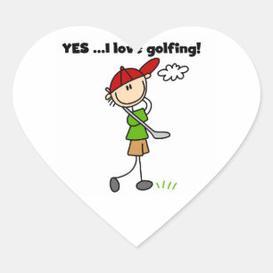 Ja, ich liebe Golfen Herz-Aufkleber