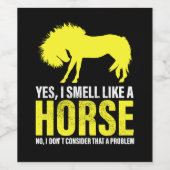 Ja, ich rieche wie ein Pferd in Gelb Weinetikett (Einzelnes Label)