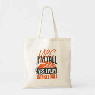 Ja, ich spiele Basketball-Typografie Tragetasche