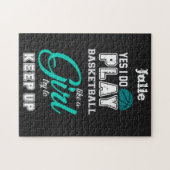 Ja, ich spiele Basketball wie ein Aquamarines Mädc Puzzle (Horizontal)