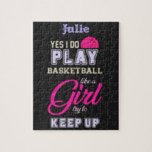 Ja, ich spiele Basketball wie ein Girl Pink Lila Puzzle