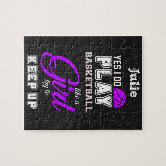 Ja, ich spiele Basketball wie ein Lila Mädchen Puzzle (Horizontal)