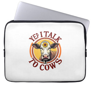 Ja, ich spreche mit Kühen Funny Vintage Milchkühe Laptopschutzhülle