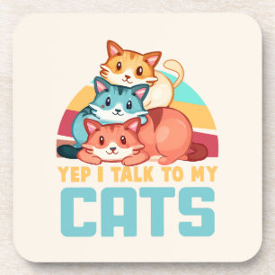 Ja, ich spreche mit meinem Cats-Adorable Trio Cat Getränkeuntersetzer