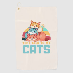 Ja, ich spreche mit meinem Cats-Adorable Trio Cat  Golfhandtuch