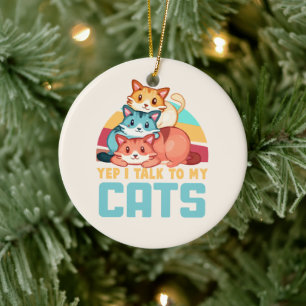 Ja, ich spreche mit meinem Cats-Adorable Trio Cat Keramik Ornament