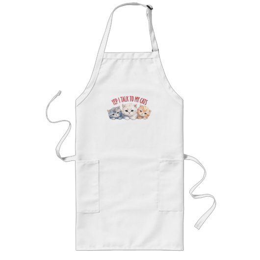 Ja, ich spreche mit meinen Katzen - Adorable Trio  Lange Schürze (Vorne)