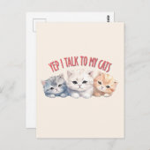 Ja, ich spreche mit meinen Katzen - Adorable Trio  Postkarte (Vorne/Hinten)