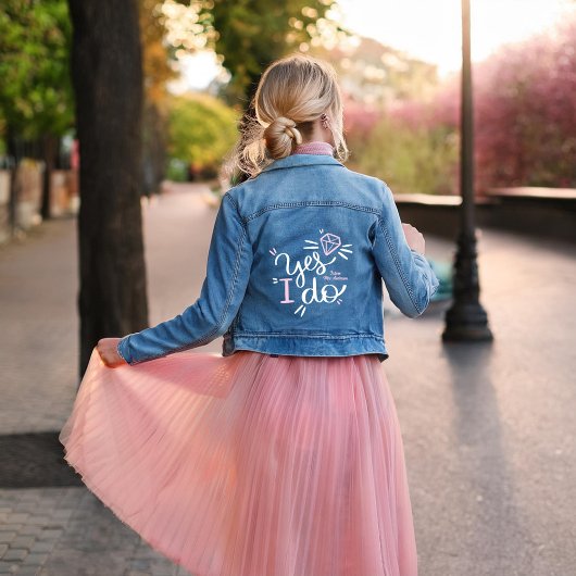 "Ja, ich tue" Zukünftige Frau Personalisiert Bride Jeansjacke