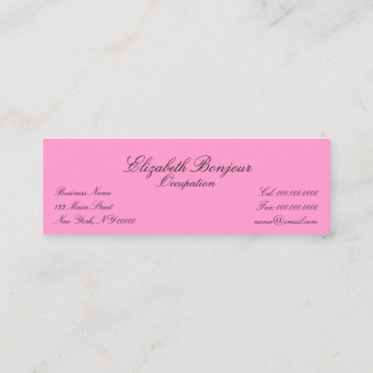 Ja, ich weiß, ich bin Fabulous Slim ~ Business Car Mini Visitenkarte (Rückseite)