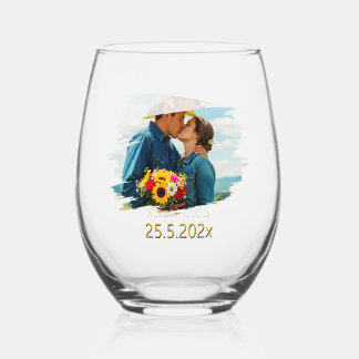 Ja, ich werde, Der Kuss, Hochzeit / Jahrestag Weinglas Ohne Stiel