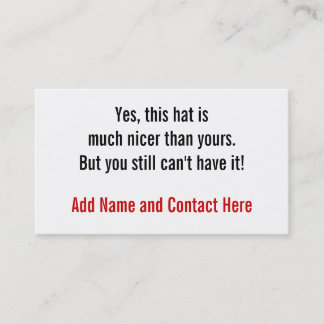 Ja ist dieser Hut netter…. Visitenkarte