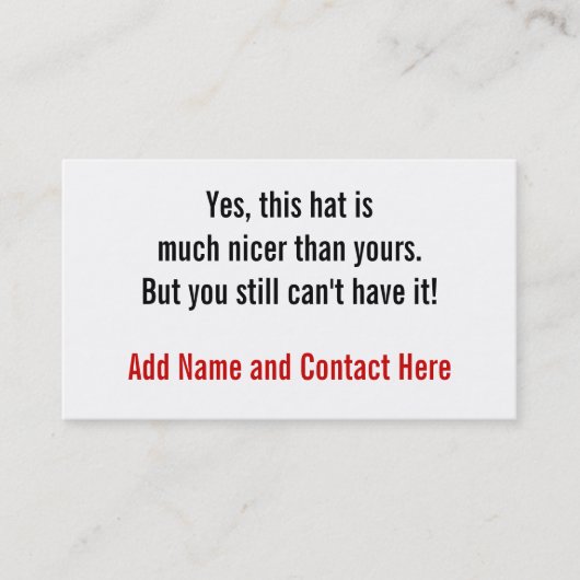 Ja ist dieser Hut netter…. Visitenkarte (Vorderseite)