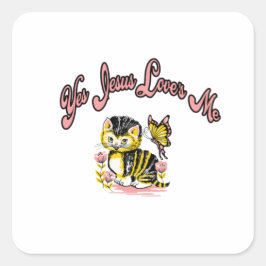 Ja Jesus Liebe mir niedlich Kitten Quadratischer Aufkleber