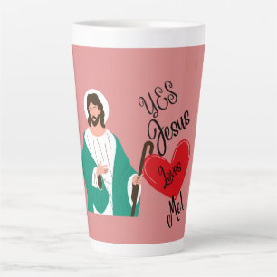 "Ja, Jesus liebt mich" Rosa großer Latte-Macchiato Milchtasse