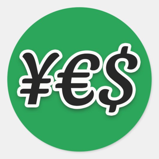 JA | ¥ € $ — Klassischer Round-Sticker Runder Aufkleber (Vorderseite)