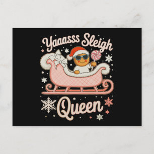 Ja Königin des Schlitten Gingerbread Rosa Schlitte Feiertagspostkarte