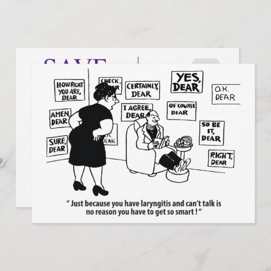 Ja, lieber Spaß aus schwarzem und weißem Cartoon, Save The Date (Vorne/Hinten)