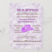 JA! Lila Cowgirl Geburtstagsparty Einladung (Vorne/Hinten)